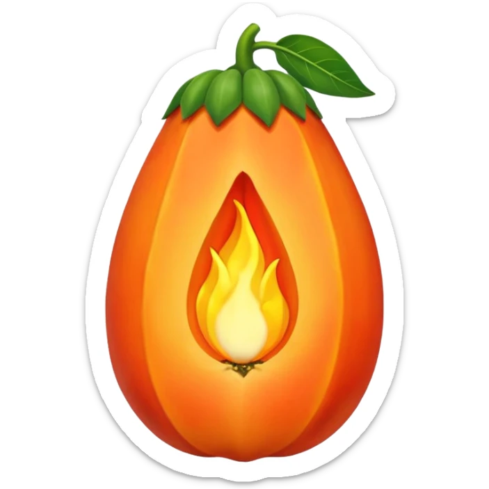 I want the shape and the color of the original papaya fruit, however, the fruit itself should be contitued by a flame sticker