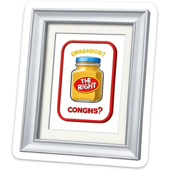 A ‘the price is right’ display that says ‘Drug or condiment?’ Instead of prices or numbers  sticker