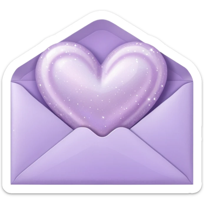 a closed pastel lilac heart shiny sparkly glittery aesthetic romantic vintage envelope  sticker