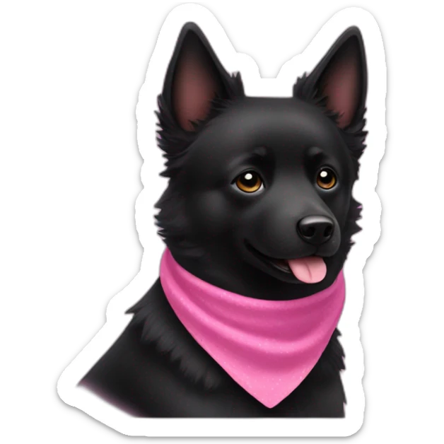 black schipperke that only have black hair, short hair and who wears a pink bandana around his neck sticker
