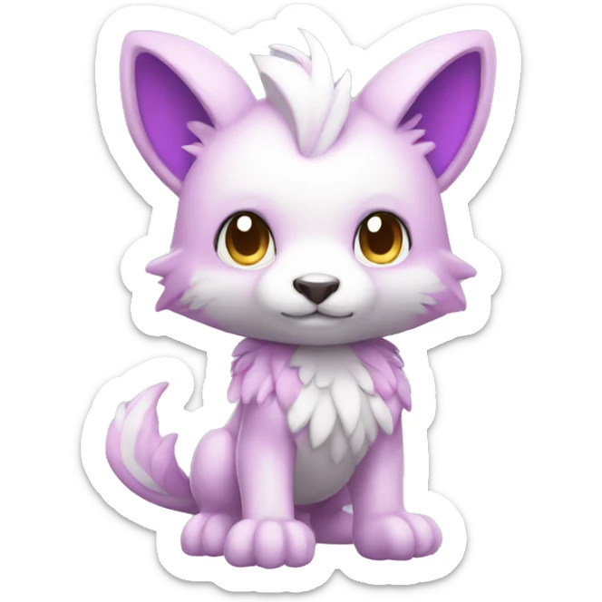 Cute cool white purple pink animal hybrid Fakemon full body sticker