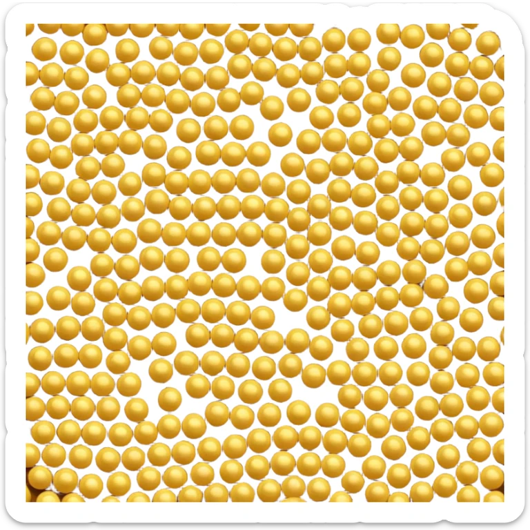 loose scatter of small round mustard seeds in warm yellow to light brown shades, matte finish, slightly rough texture, compact uniform seeds in a natural pile or light scatter, soft lighting, subtle shadows, emoji scale sticker