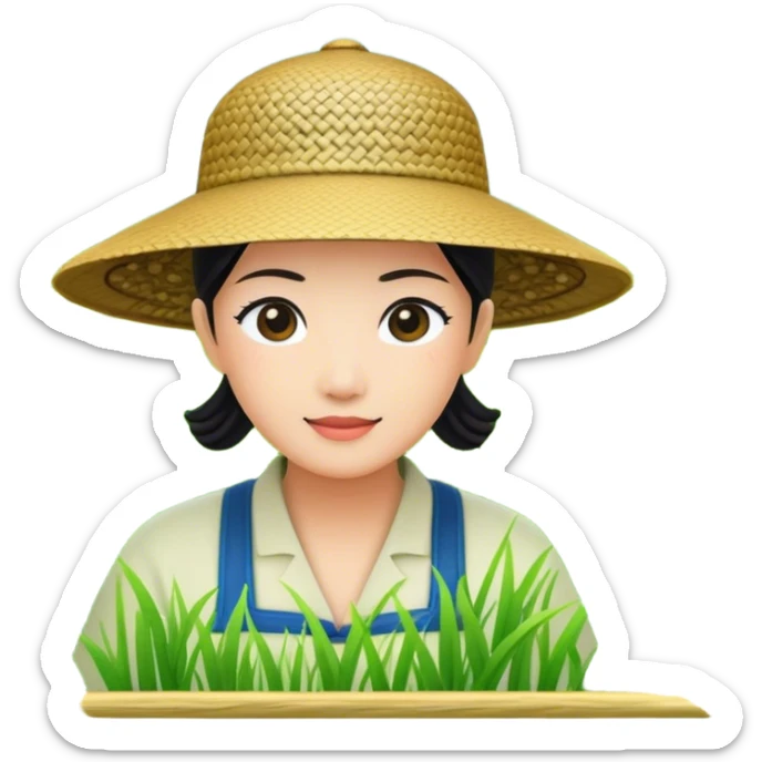Cinematic Realistic image of a traditional rice farmer's hat, crafted from woven natural fibers with delicate texture details, set against a lush backdrop of vibrant green rice paddies under gentle, early morning light that evokes rural tradition. sticker