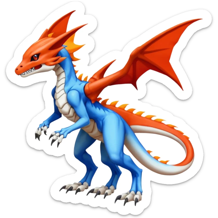 Skeletal Koraidon-Veemon-Digimon-Latias-Peppercat-Pokémon-Flamedramon-fusion-creature, Full body  sticker