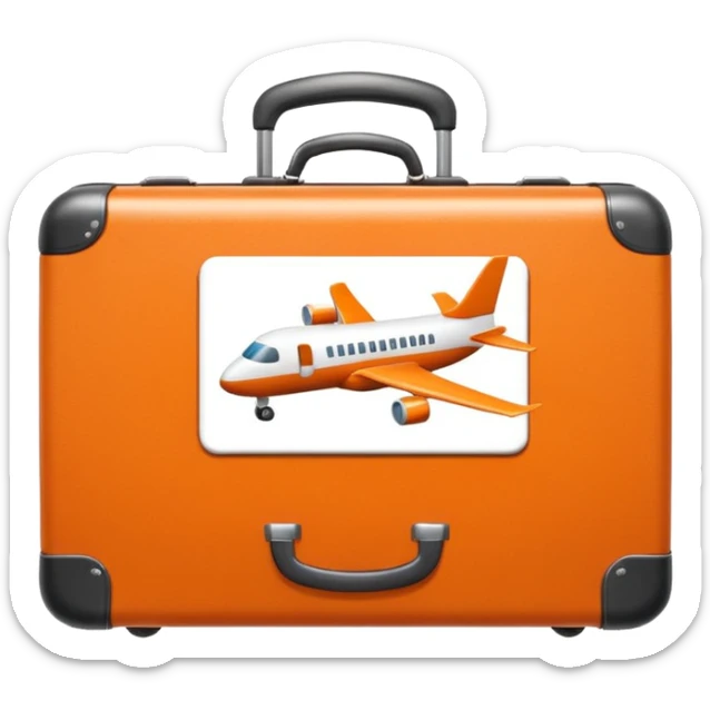 3D icon of a small calendar with a suitcase or airplane symbol, accented with #FF3D00, representing taking paid leave. Minimal and modern. sticker