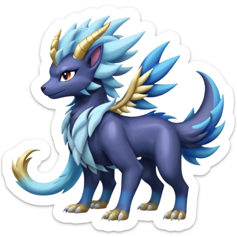 Shiny Sunny furry scaly painted Asian pastel-gradient Absol-Solgaleo-Luxray-Suicune-fusion sticker