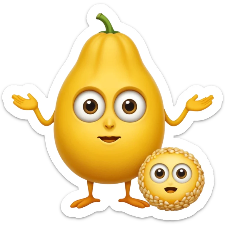Un emoji de una bola de maíz con una boca con baba y ojos tiernos pero que los ojos son bizcos y que tenga un cartel que dice "I am corny" sticker