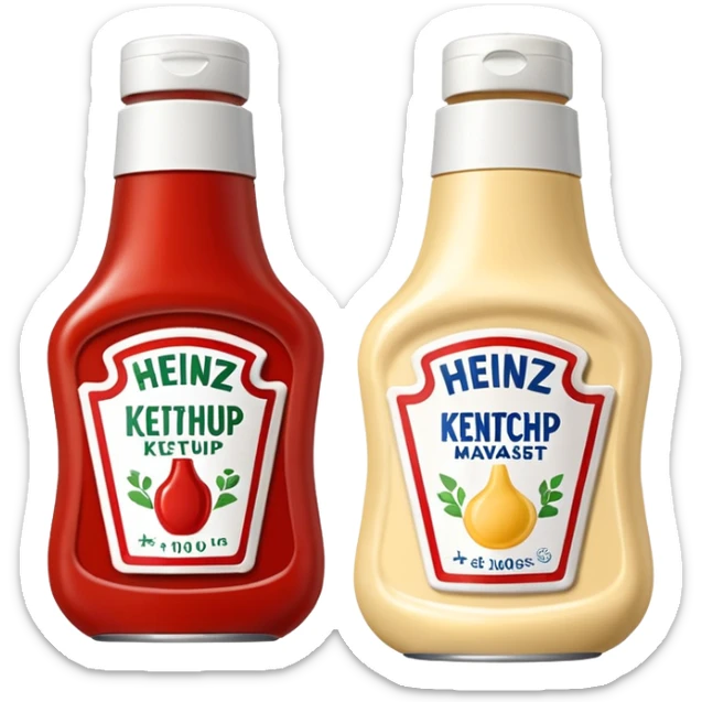 One Heinz Ketchup Sachets 10ml and One Heinz Mayonnaise Sachets 10ml nella stessa emoji (senza faccina) sticker