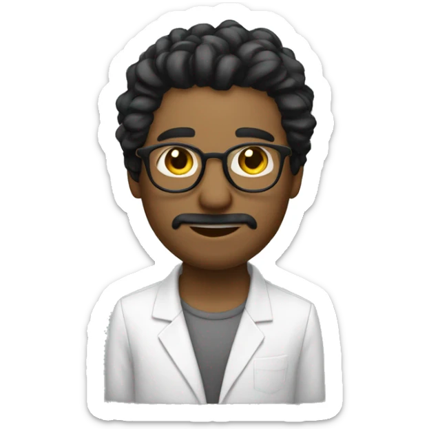 Person hair is balckHis hair is long and down, not very long, and he wears glasses  and he is white and he wird glaces and There is a box on the left sticker