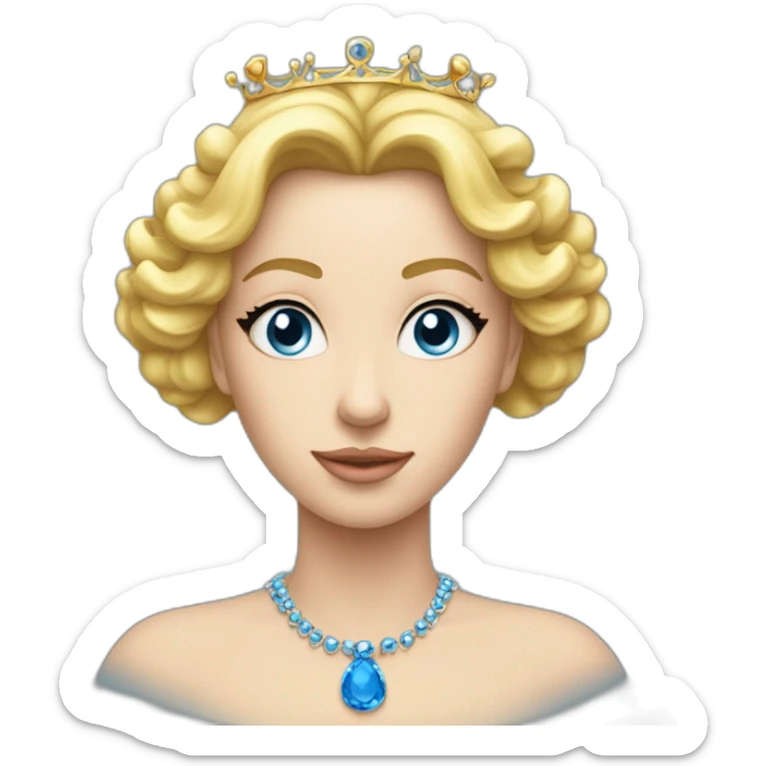 Une reine avec une couronne blonde au yeux bleu cheveux long sticker