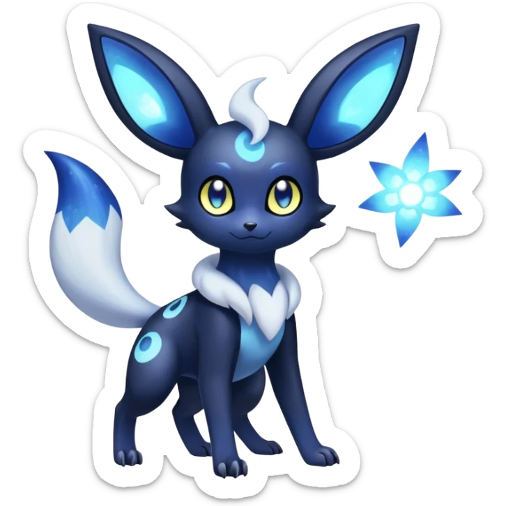 Nebulae Noibat-Meowstic-Umbreon-Fakémon-hybrid-creature (full body)  sticker
