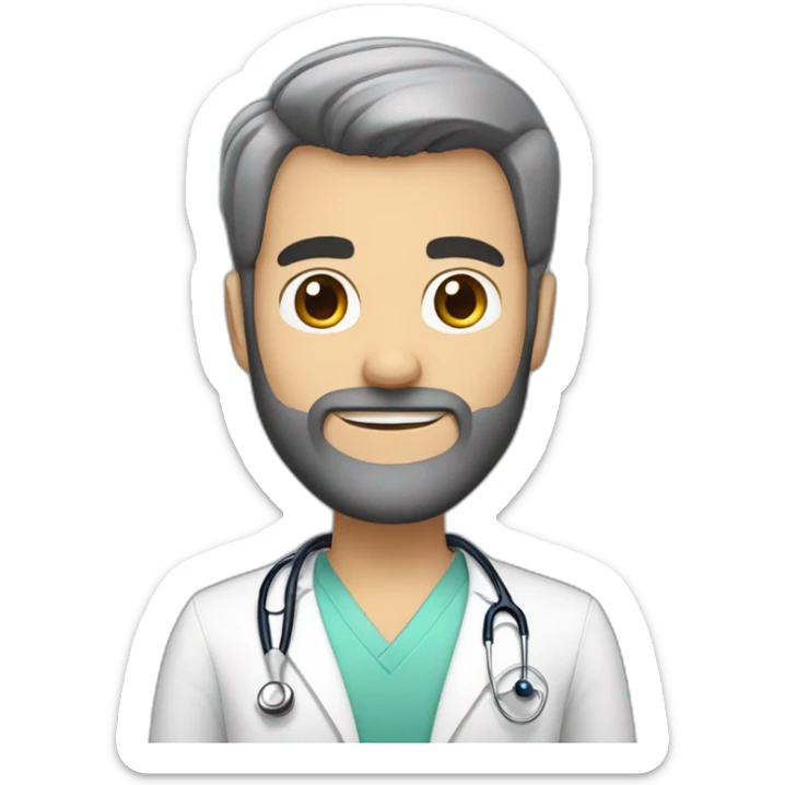 white skin color doctor brown beard smiles short black hair on the head sticker
