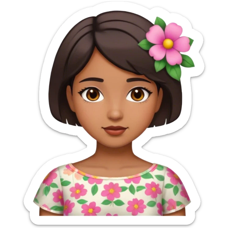 cute young latina girl with short hair and flower blouse sticker