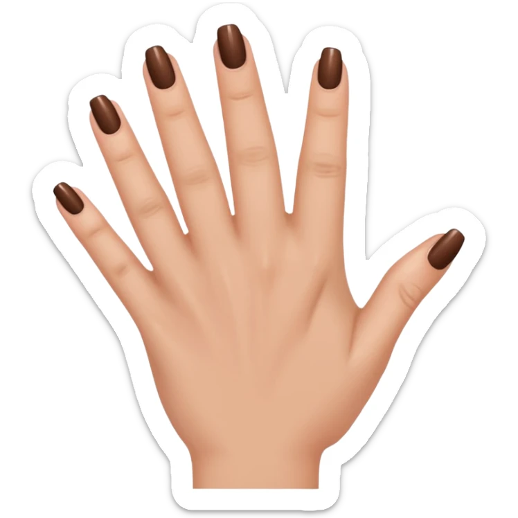 brown nails on a hand with 5 finger, but a pretty and feminine hand, fingers should not be spread apart sticker