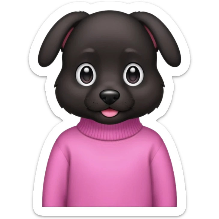 Udělat emoji z mého psa s růžovým svetrem má černou srst a má docela malý obličej  sticker