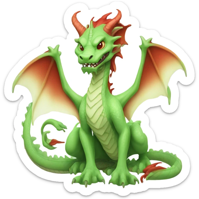 chinese dragon [politically incorrect, ( { female, alien, color: light green, hair:red, eyes:cat} ] on a [{ white dragon}]) sticker