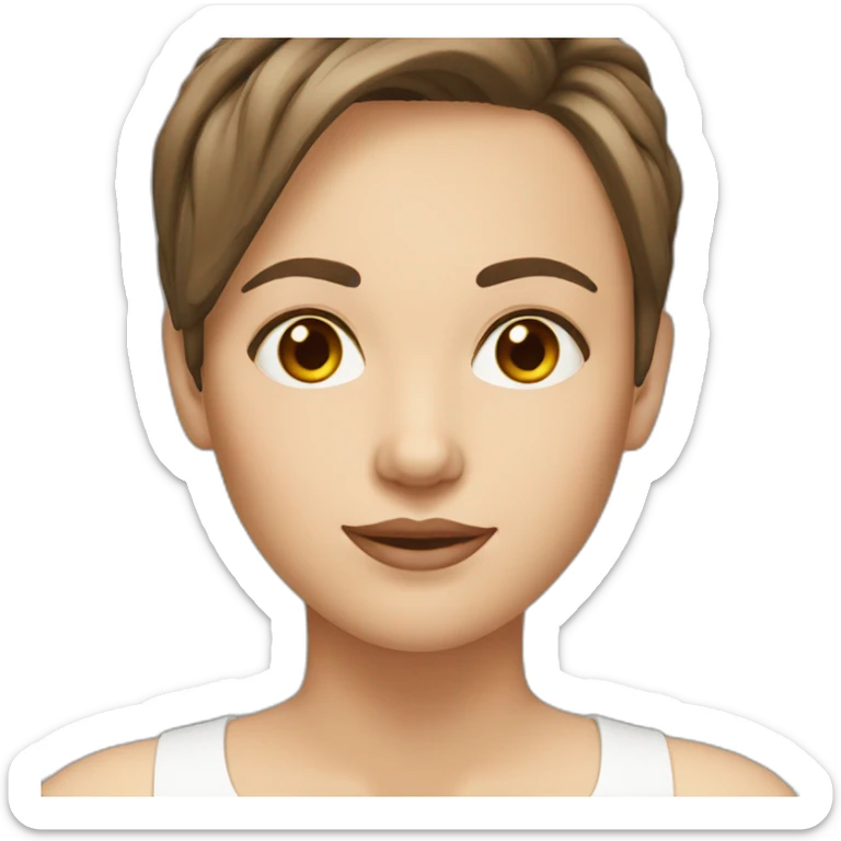 white woman with brown eyes, short brown hair sticker