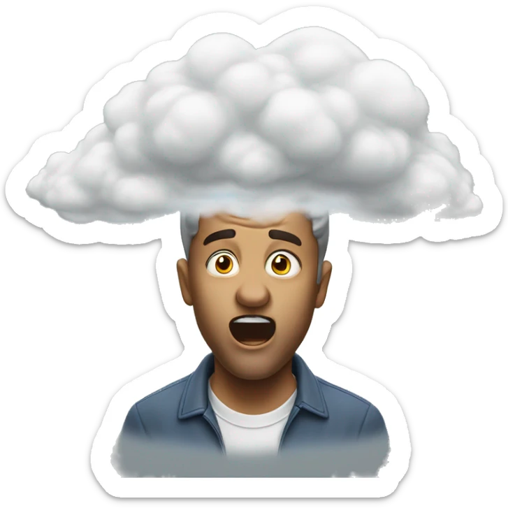 man who drops it came out of his mouth with a cloud above it that symbolizes a thought sticker