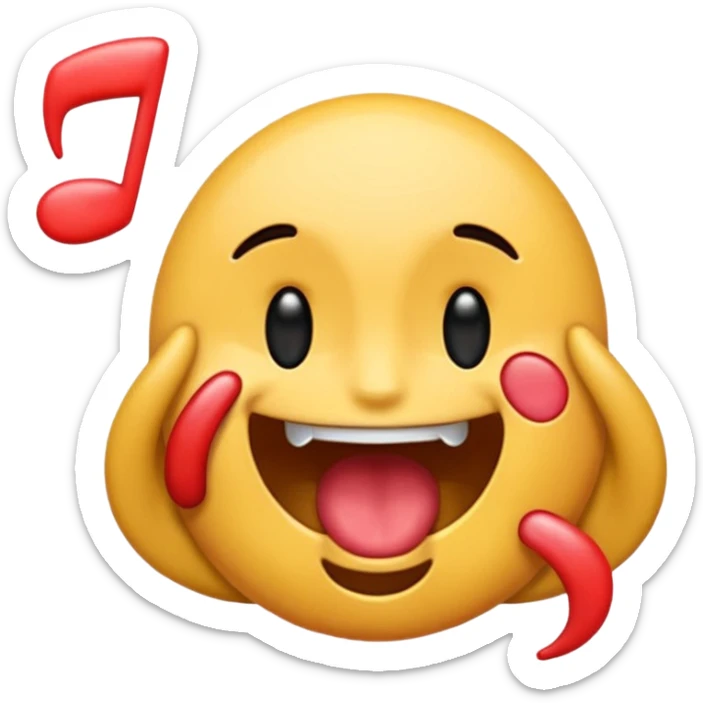 can you do the drooling emoji rotated right slightly with two ear emojis place over it, them mirroring one another, and then can you do a rocking out emoji over top all of it that is flipped completely upside down sticker