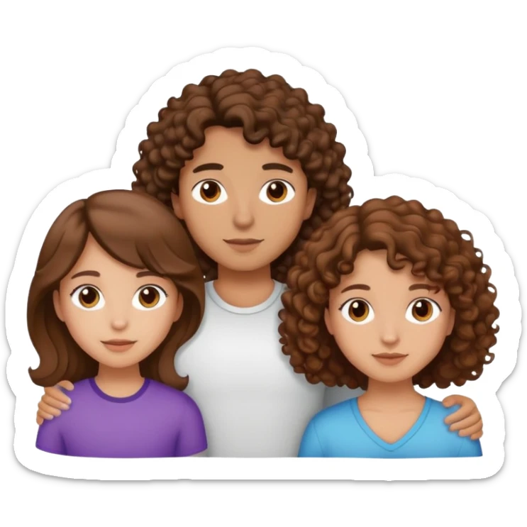 Un trio avec deux fille (cheveux brun et lisse) et un garçon ( cheveux brun et bouclés avec une couleur de peau un peut latino) sticker