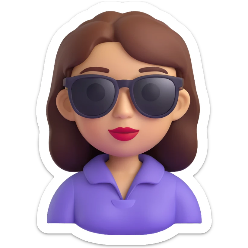 Remove the background, keep only the girl memoji with dark sunglasses in 3D cartoon style, transparent background. sticker