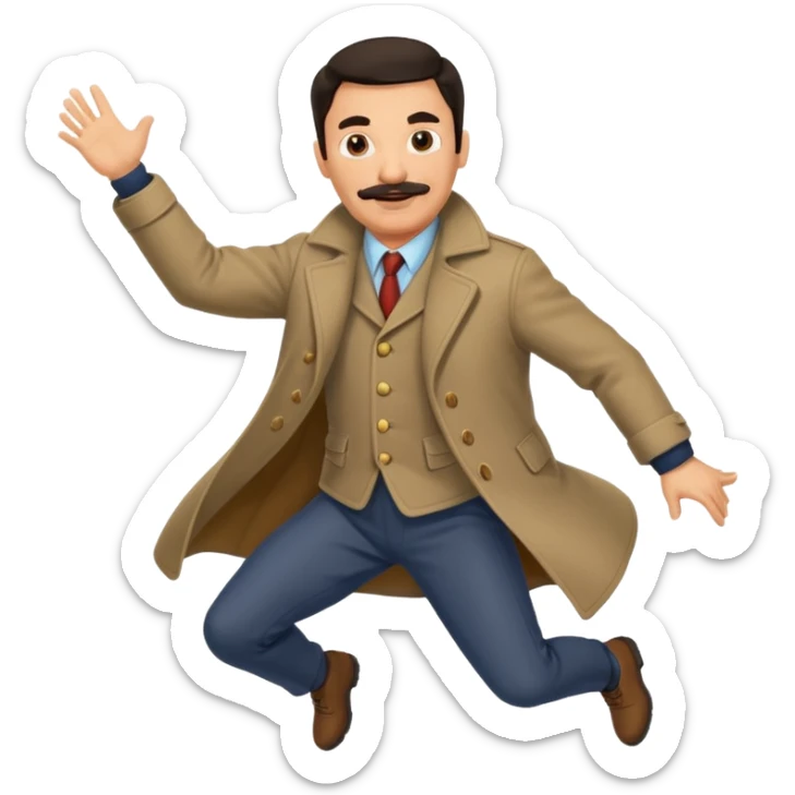 Middle age period Dark haired Man with mustache wearing a coat of mail and jumping sticker