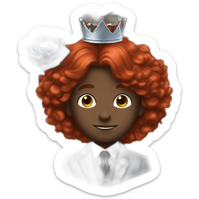 red hair black prince holding a blue rose wearing blue suit and silver crown sticker