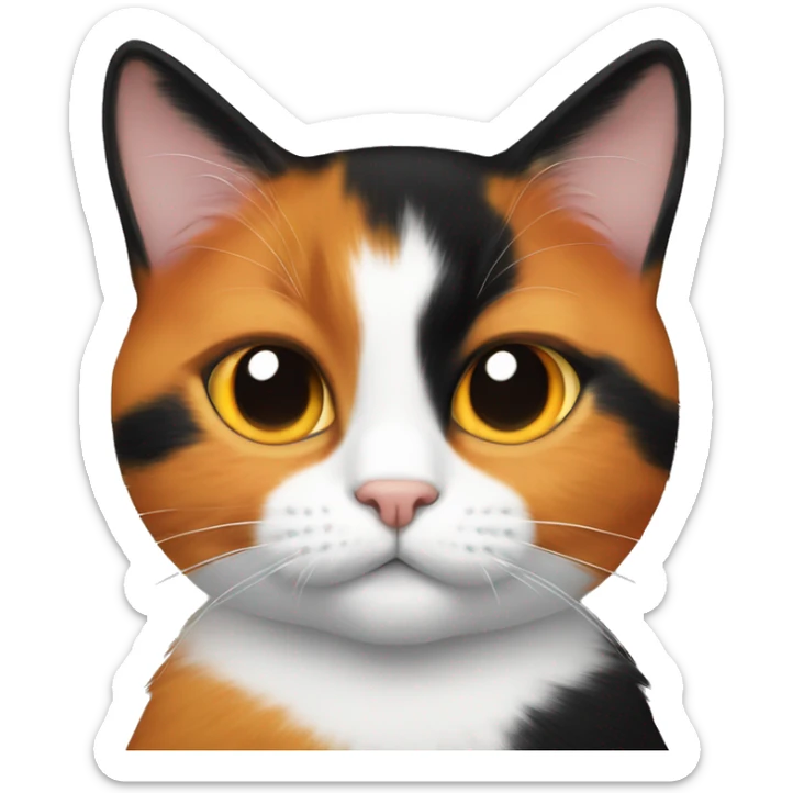 calico cat with one half of the face black and one half of the face orange  sticker