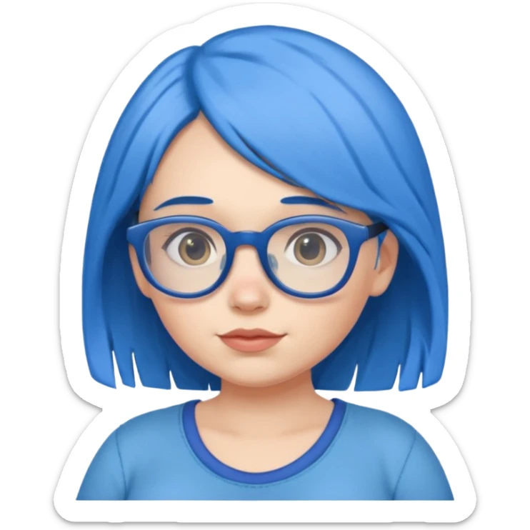 pregnant girl with blue hair and glasses  sticker