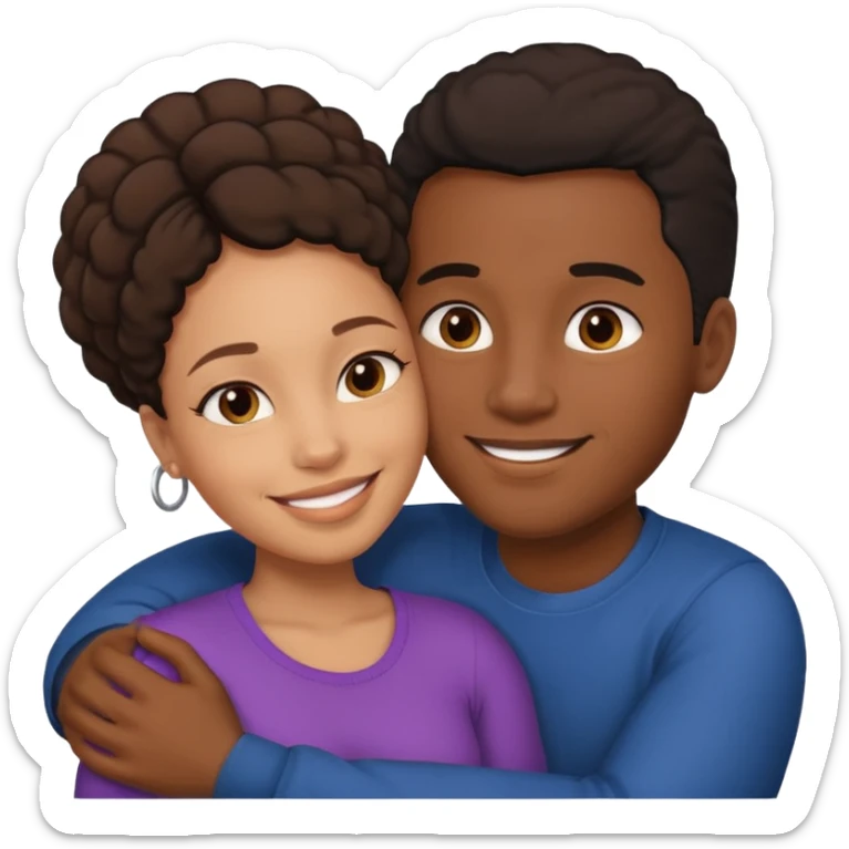 Ebony couple, light skin female brown skin male cuddling  sticker