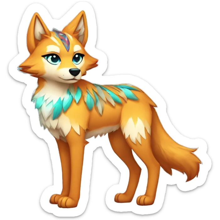 Colorful Shiny Fionbri-Falvie-sparkle-wolf-sona with tribal markings full body sticker