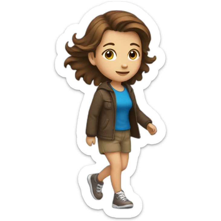 Brown haired girl walking sticker