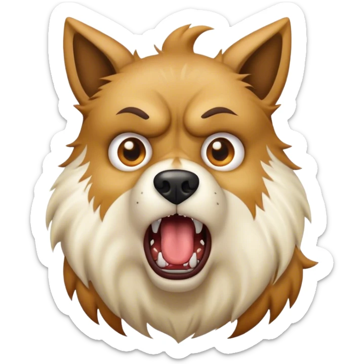 A rabid dog with foam coming out of its mouth, aggressive posture, and wild eyes, looking furious and uncontrollable sticker