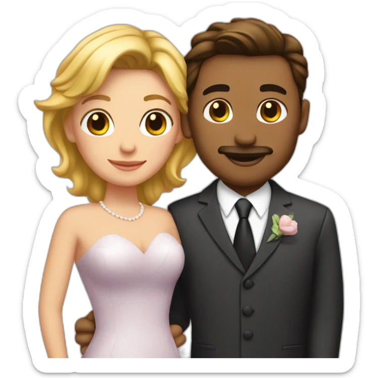 married couple, american couple, suit and dress, hugging sticker