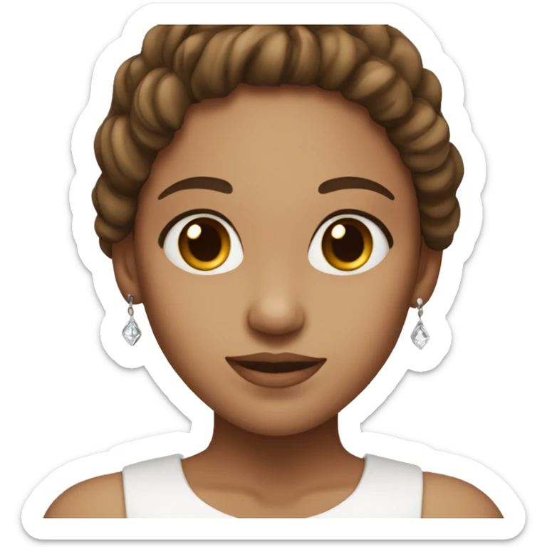 Girl white skin brown hair brown eyes wearing earrings sticker