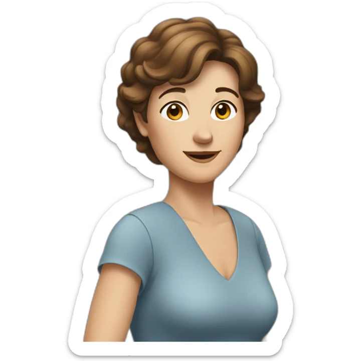 woman in her sixties with brown hair reaching to the shoulder sticker