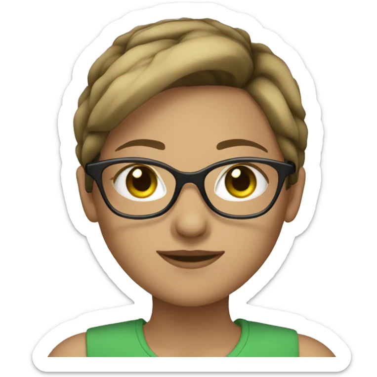 green eyed female with light brunette hair and eyeglasses sticker