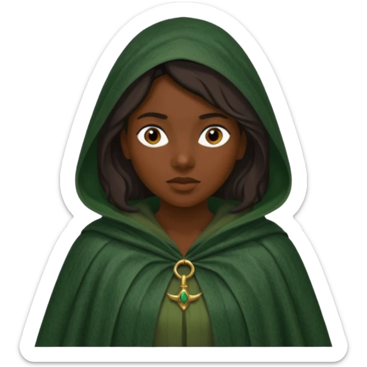 woman waring dark green cloak like in the traitors tv show sticker