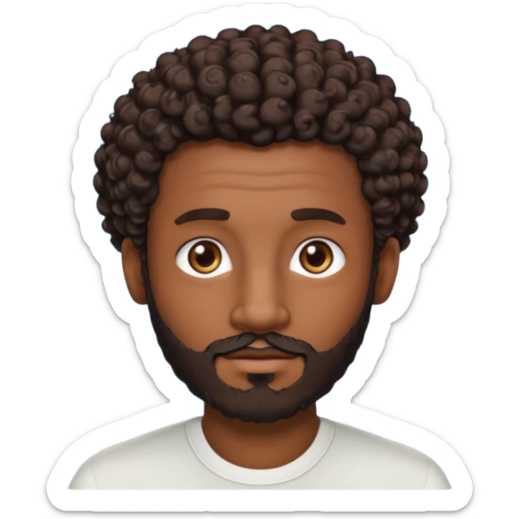 Dark brown skin man with a light beard and a curly   fade haircut with dark brown eyes sticker