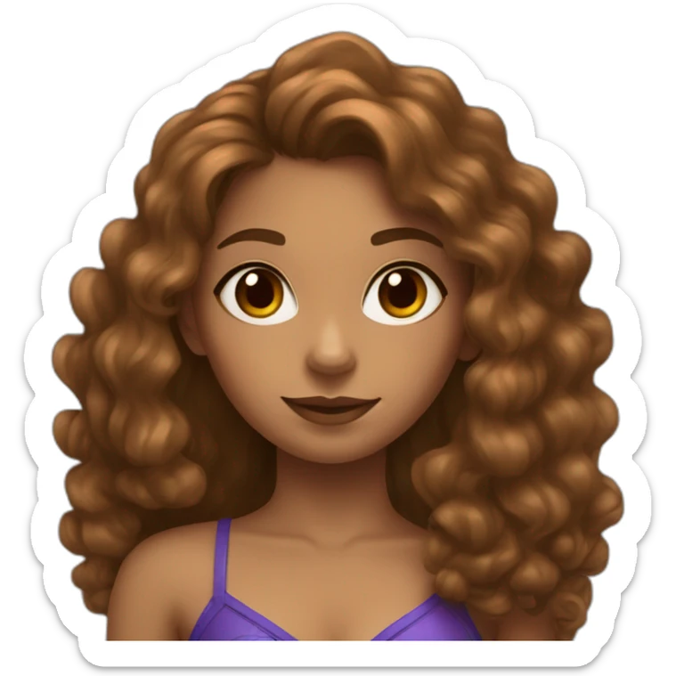 Girl with long brown curly hair and spider-man suit and olive skin sticker