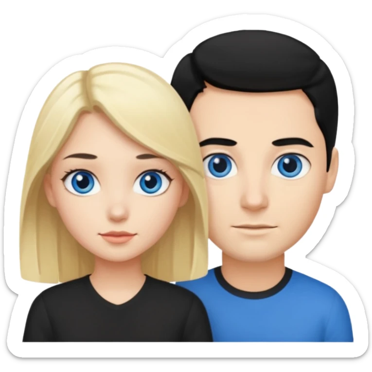 Bad blonde  Girl blue eyes and 
horny man black Hair sticker