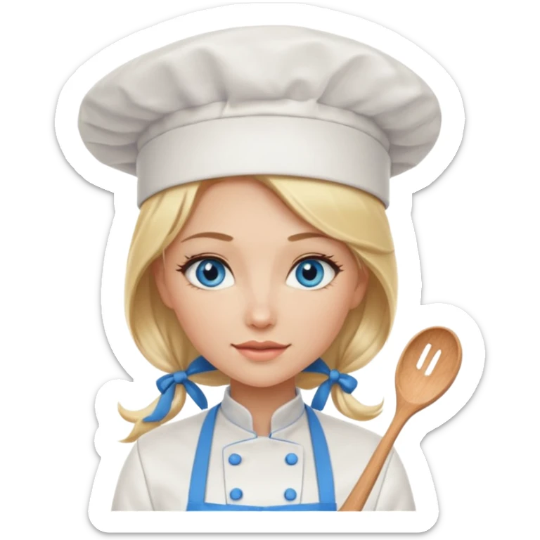 Sexy Long Blonde hair blue eyed female chef sticker