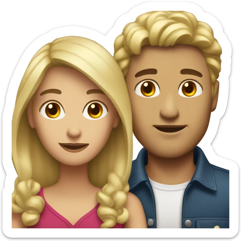 blonde woman with brunette man sticker