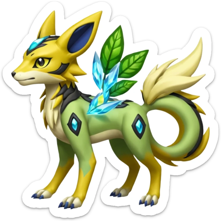  Exotic Ivy Meloetta-Zygarde-Zeraora-Renamon-Protogen-Palkia-hybrid-fusion-Fakémon-creature, full body sticker