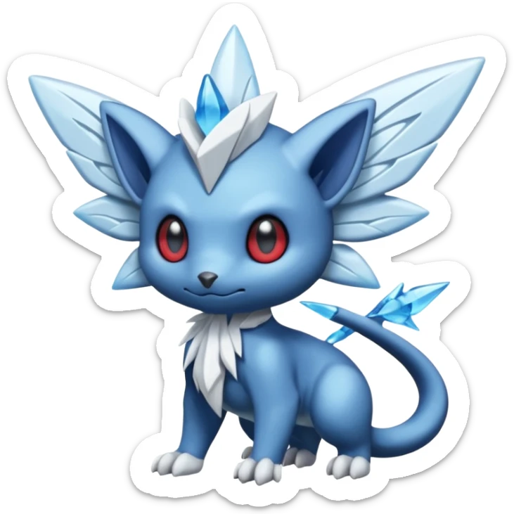 Elemental dark dusky mechanical frosty fairy-like fantasy epic rare Glalie-Sneasel-Togetic-Pokémon-Fakémon-hybrid-creature sticker