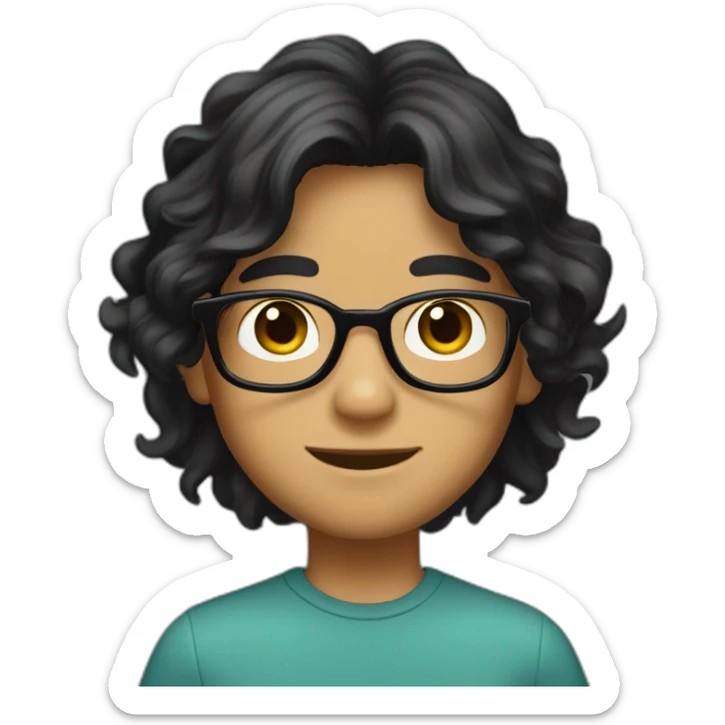 G A boy with glasses, black hair, long hair, tanned skin sticker