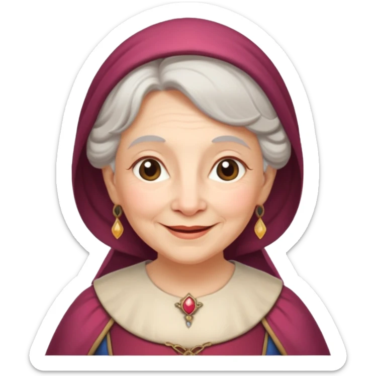 The kind and amiable grandmother in medieval fairy tales sticker