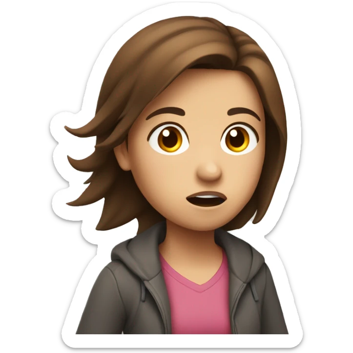 girl with brown hair running in a hurry with a worried look on her fac sticker