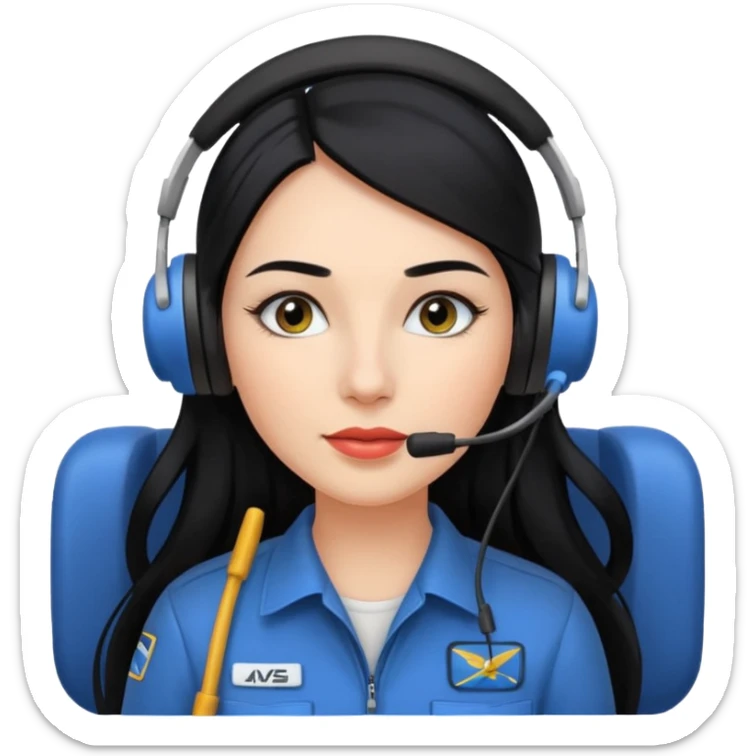 Femme cheveux long noir travaille dans le domaine de l'aéronautique sourcils plus fournis makeup clean sticker