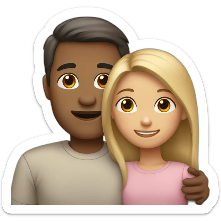 A girl hugs her parents (light skin color, dark hair) sticker